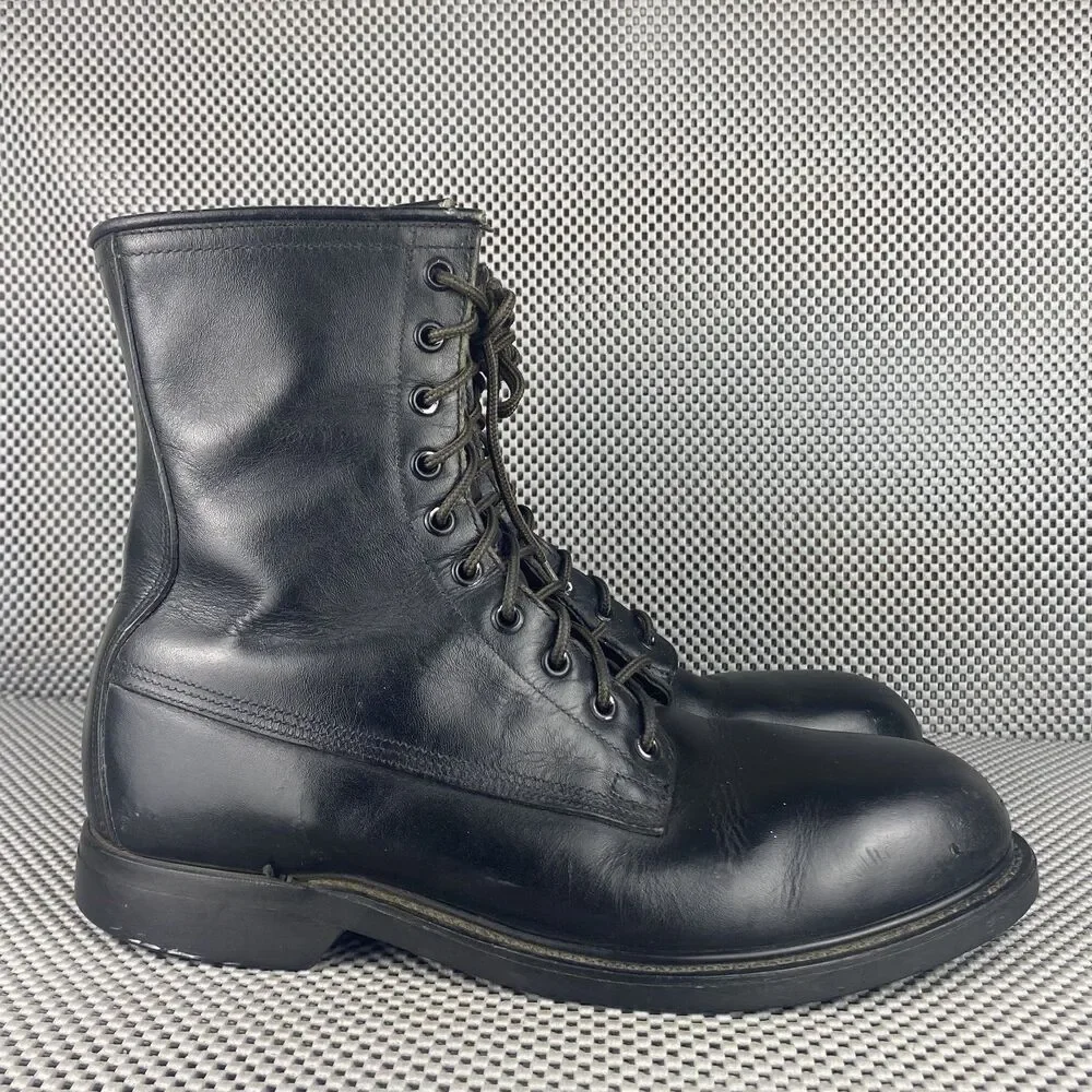 Vintage 1992 Wolverine Military Combat Boots Mens 9 R Black Leather Steel Toe